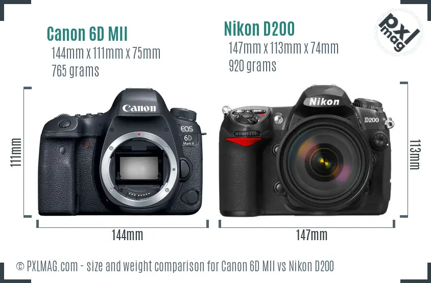 Canon 6D MII vs Nikon D200 size comparison