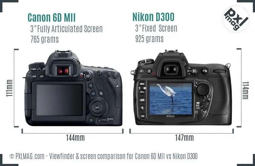 Canon 6D MII vs Nikon D300 Screen and Viewfinder comparison