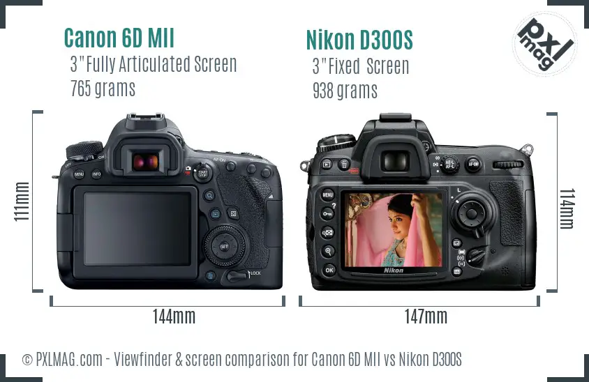 Canon 6D MII vs Nikon D300S Screen and Viewfinder comparison