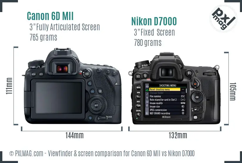 Canon 6D MII vs Nikon D7000 Screen and Viewfinder comparison
