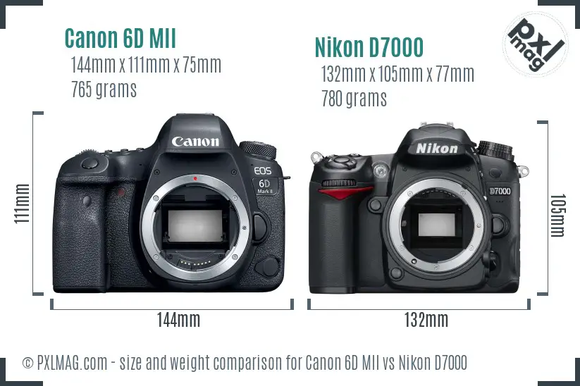 Canon 6D MII vs Nikon D7000 size comparison
