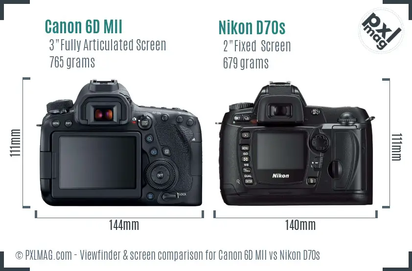Canon 6D MII vs Nikon D70s Screen and Viewfinder comparison