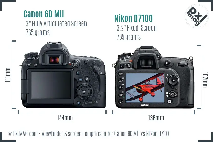 Canon 6D MII vs Nikon D7100 Screen and Viewfinder comparison