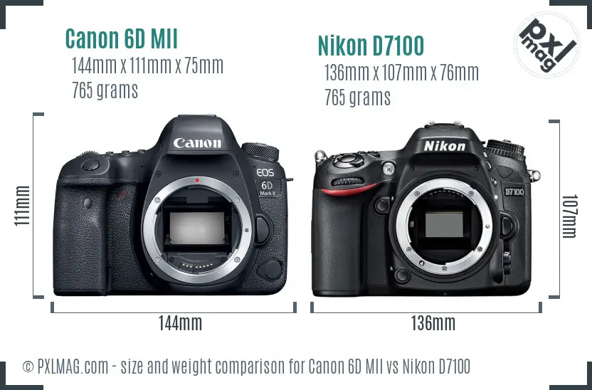 Canon 6D MII vs Nikon D7100 size comparison