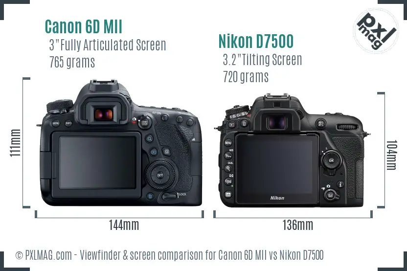 Canon 6D MII vs Nikon D7500 Screen and Viewfinder comparison