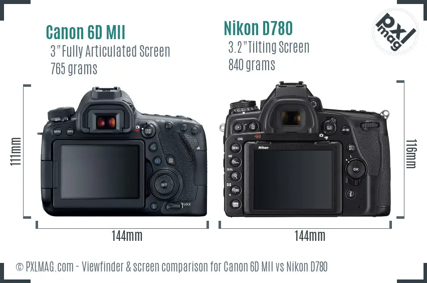 Canon 6D MII vs Nikon D780 Screen and Viewfinder comparison