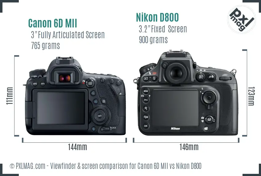 Canon 6D MII vs Nikon D800 Screen and Viewfinder comparison