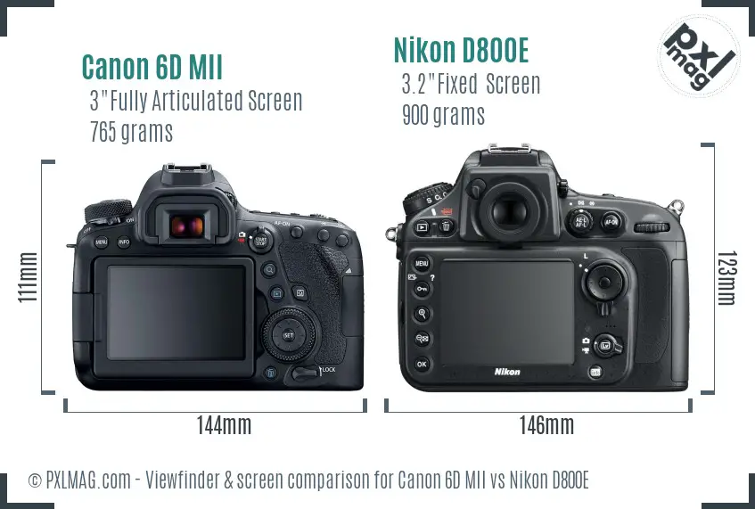 Canon 6D MII vs Nikon D800E Screen and Viewfinder comparison