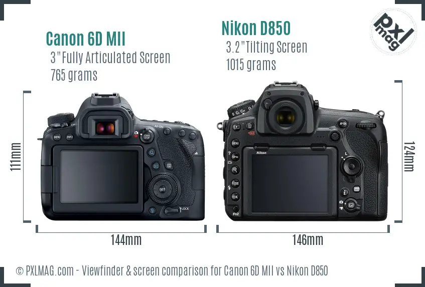 Canon 6D MII vs Nikon D850 Screen and Viewfinder comparison