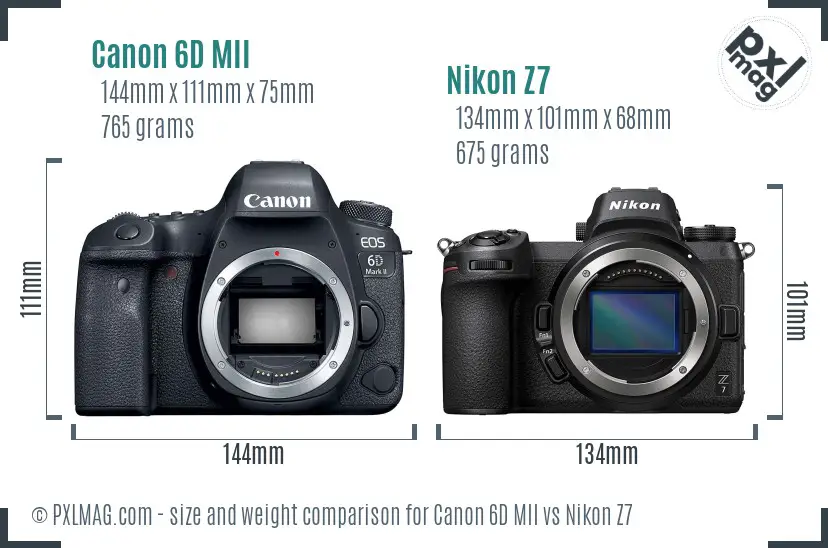 Canon 6D MII vs Nikon Z7 size comparison