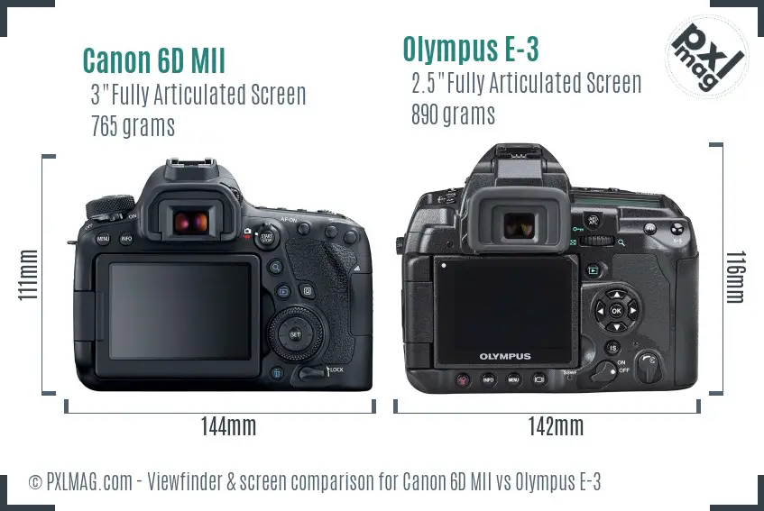 Canon 6D MII vs Olympus E-3 Screen and Viewfinder comparison