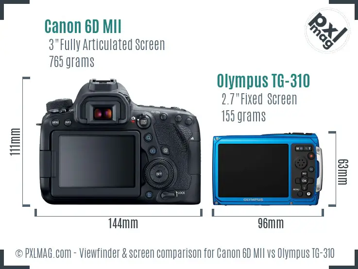 Canon 6D MII vs Olympus TG-310 Screen and Viewfinder comparison