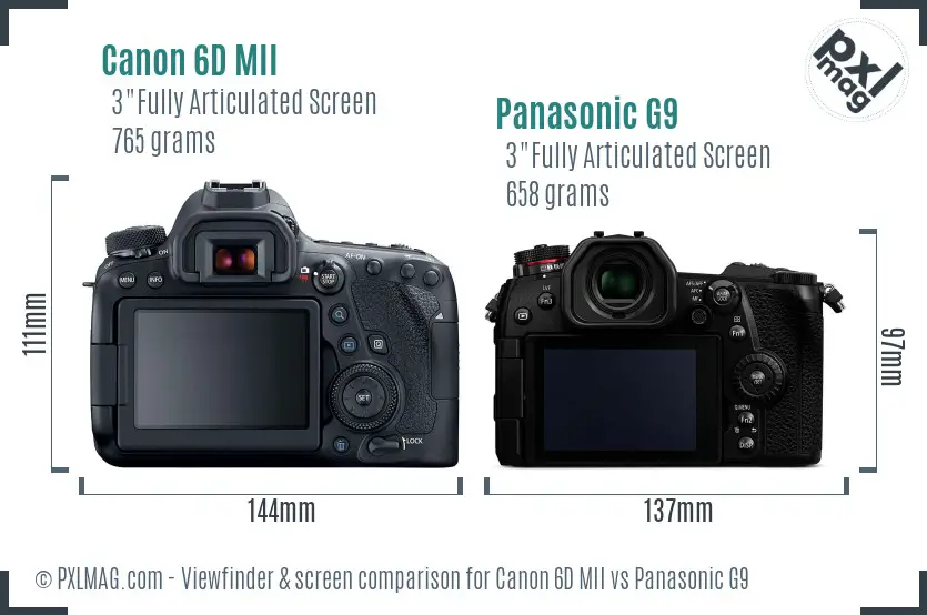Canon 6D MII vs Panasonic G9 Screen and Viewfinder comparison Canon 6D MII vs Panasonic G9 Screen and Viewfinder comparison