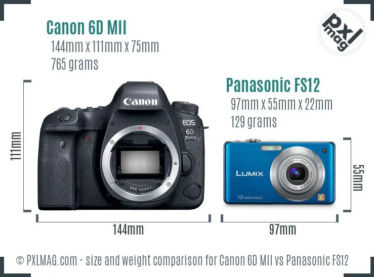 Canon 6D MII vs Panasonic FS12 size comparison