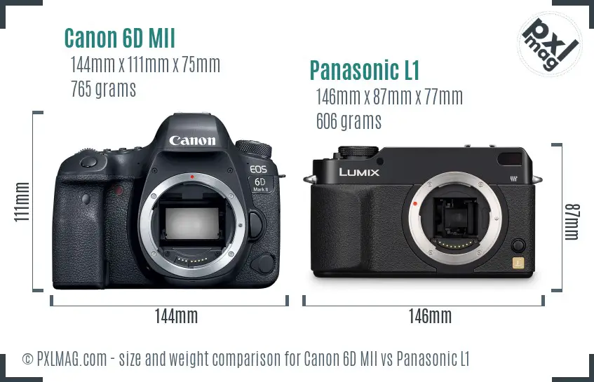 Canon 6D MII vs Panasonic L1 size comparison