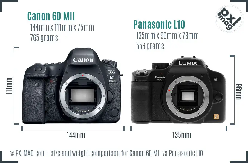 Canon 6D MII vs Panasonic L10 size comparison