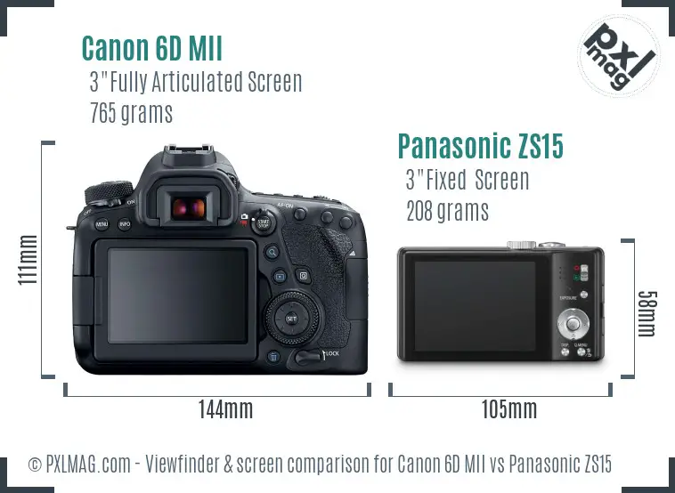 Canon 6D MII vs Panasonic ZS15 Screen and Viewfinder comparison
