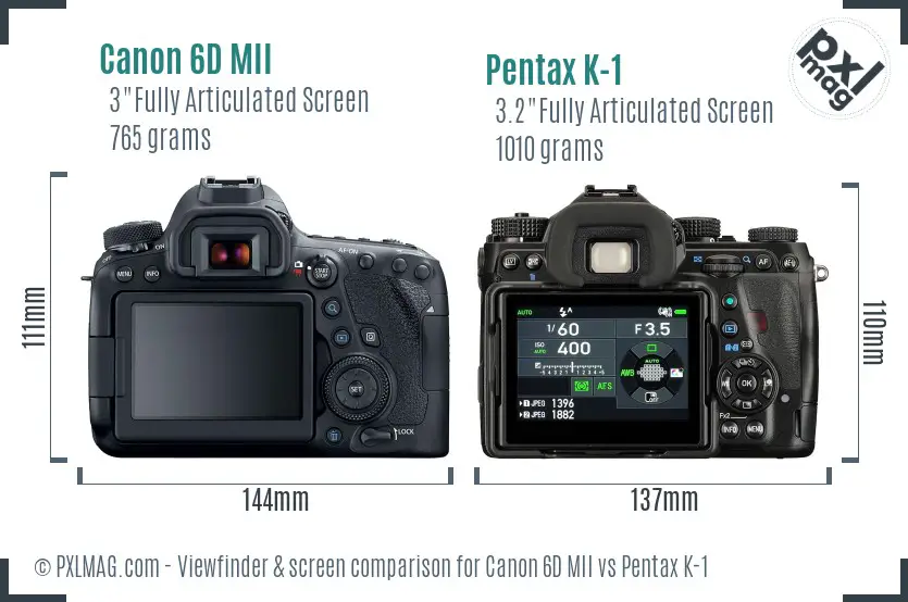 Canon 6D MII vs Pentax K-1 Screen and Viewfinder comparison
