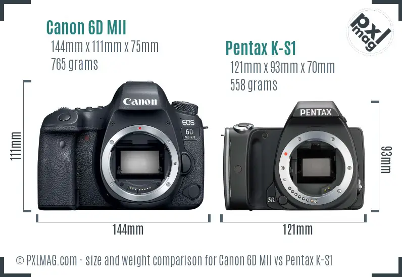 Canon 6D MII vs Pentax K-S1 size comparison