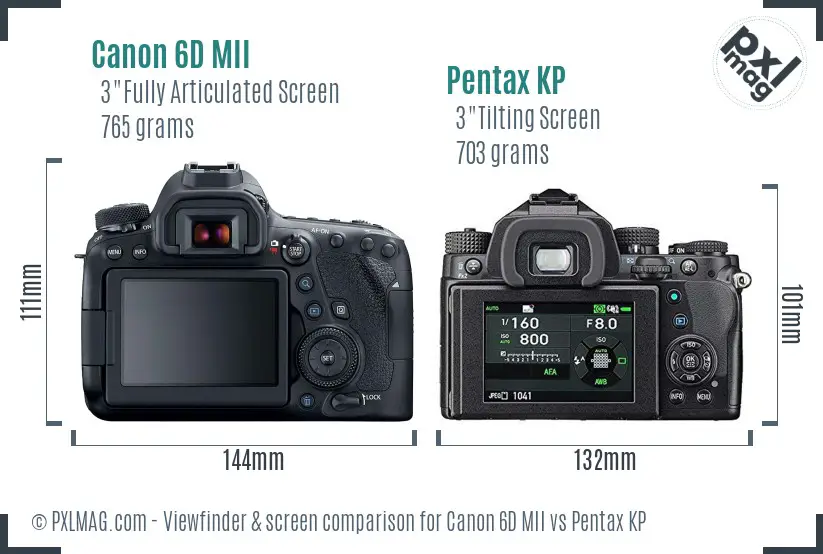 Canon 6D MII vs Pentax KP Screen and Viewfinder comparison