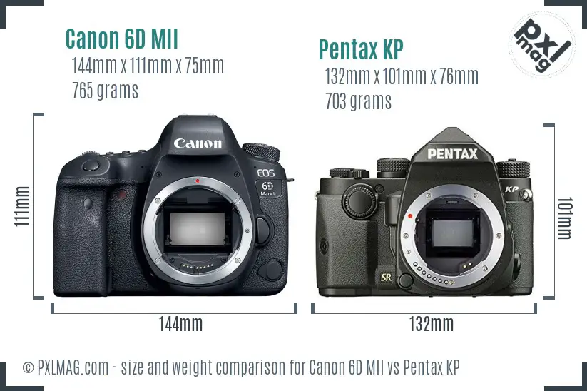 Canon 6D MII vs Pentax KP size comparison