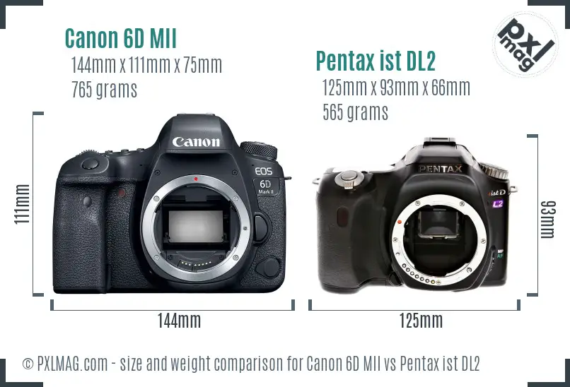 Canon 6D MII vs Pentax ist DL2 size comparison