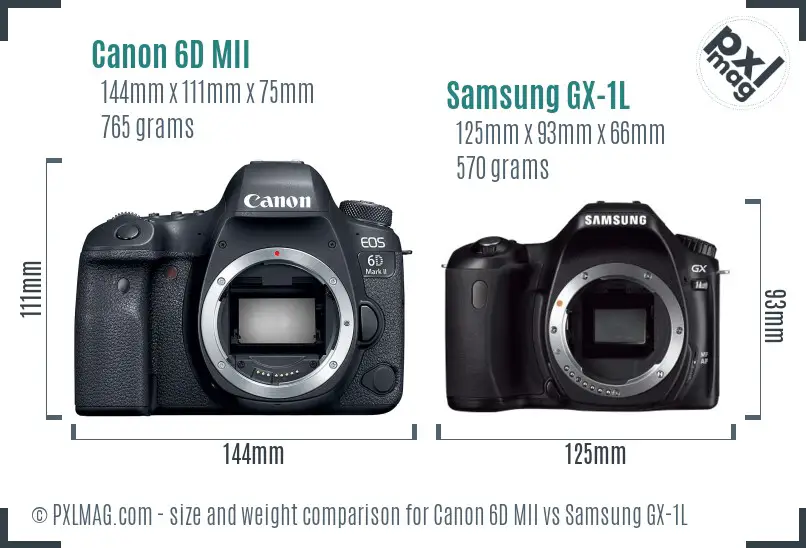 Canon 6D MII vs Samsung GX-1L size comparison