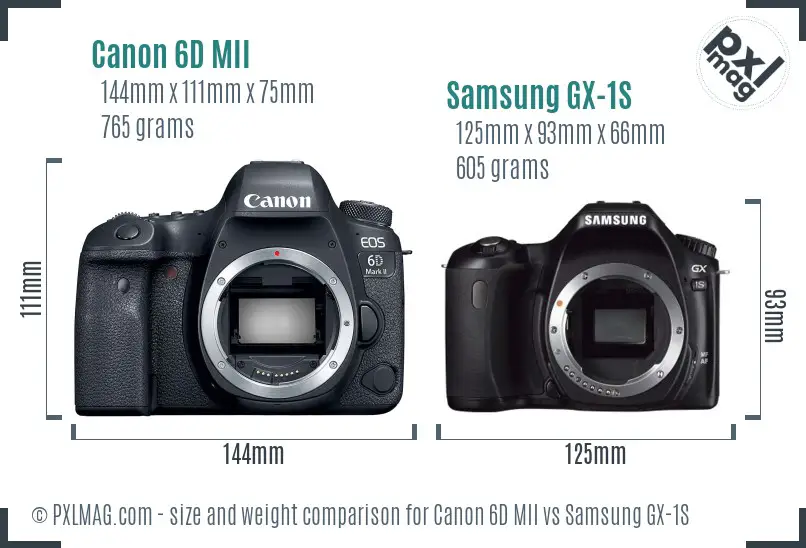 Canon 6D MII vs Samsung GX-1S size comparison