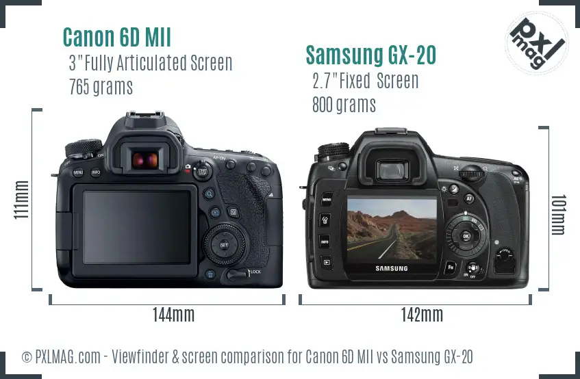 Canon 6D MII vs Samsung GX-20 Screen and Viewfinder comparison