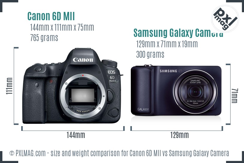 Canon 6D MII vs Samsung Galaxy Camera size comparison