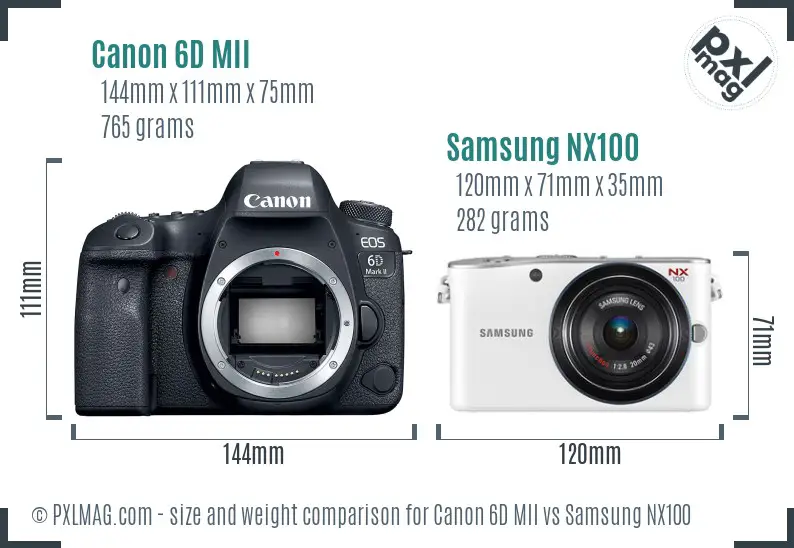Canon 6D MII vs Samsung NX100 size comparison