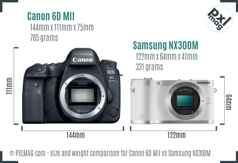 Canon 6D MII vs Samsung NX300M size comparison