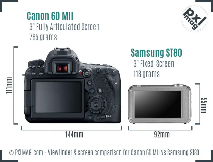 Canon 6D MII vs Samsung ST80 Screen and Viewfinder comparison