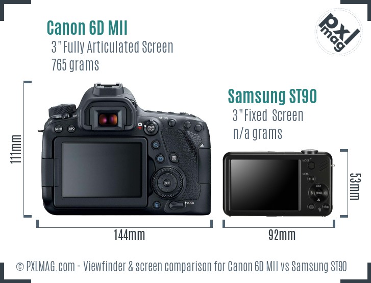Canon 6D MII vs Samsung ST90 Screen and Viewfinder comparison