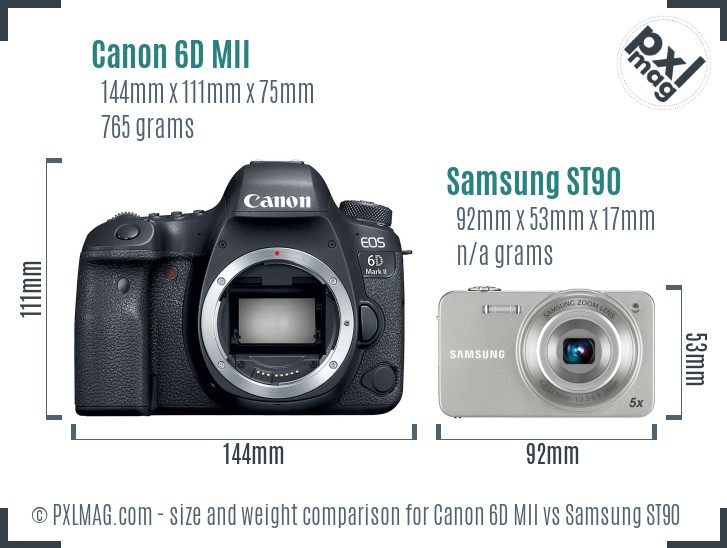 Canon 6D MII vs Samsung ST90 size comparison