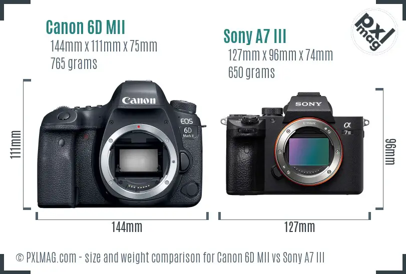 Canon 6D MII vs Sony A7 III size comparison
