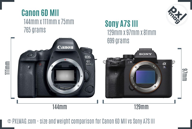Canon 6D MII vs Sony A7S III size comparison