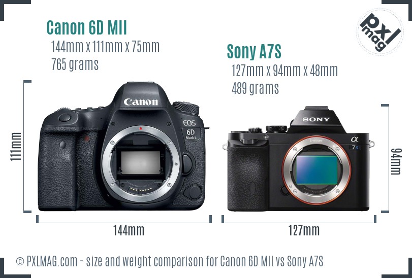 Canon 6D MII vs Sony A7S size comparison