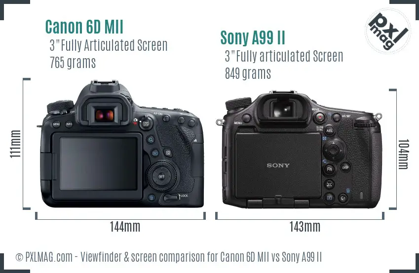 Canon 6D MII vs Sony A99 II Screen and Viewfinder comparison