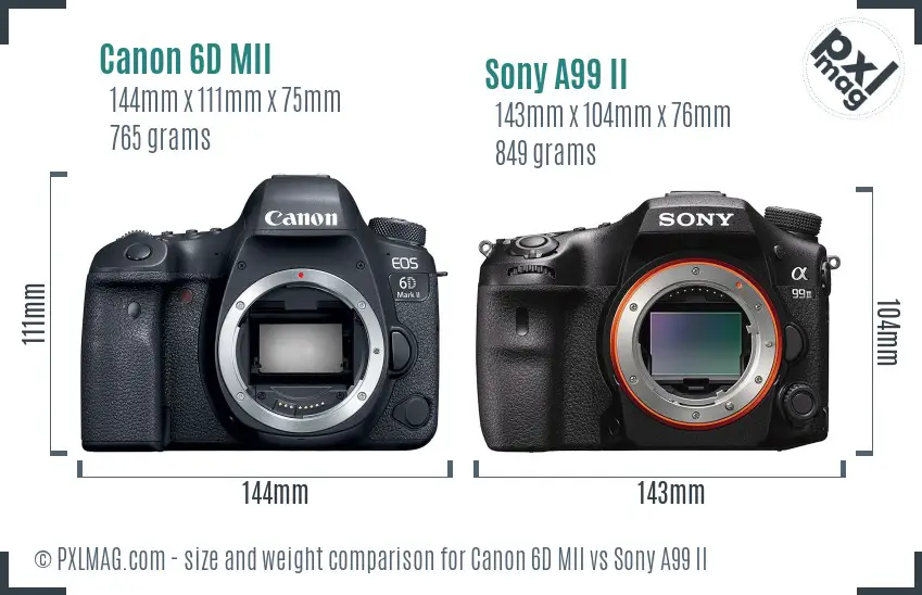 Canon 6D MII vs Sony A99 II size comparison