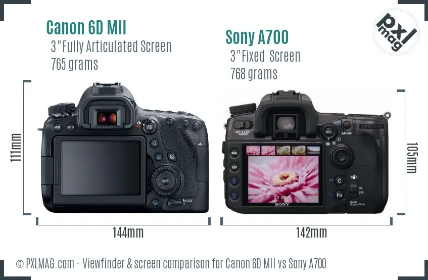 Canon 6D MII vs Sony A700 Screen and Viewfinder comparison