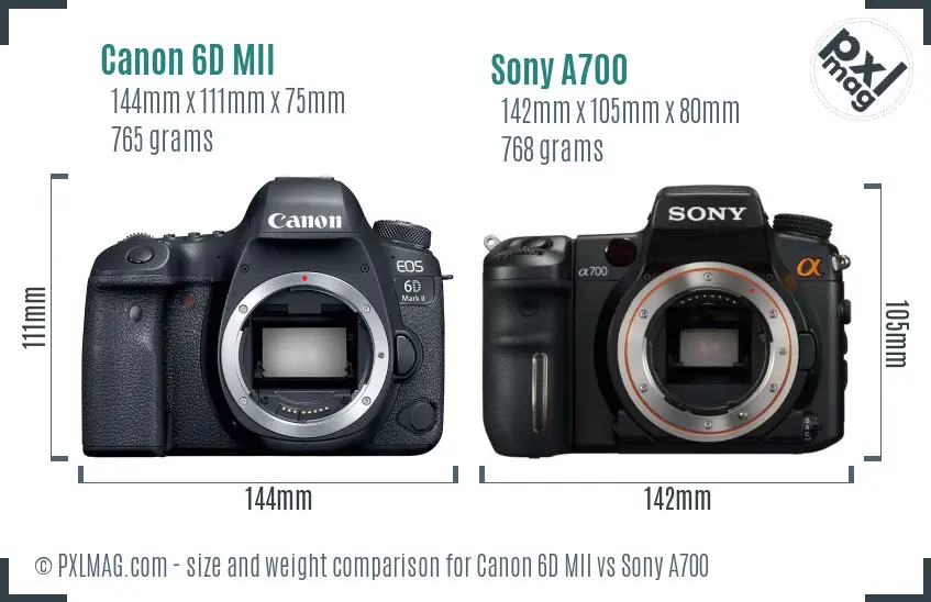 Canon 6D MII vs Sony A700 size comparison