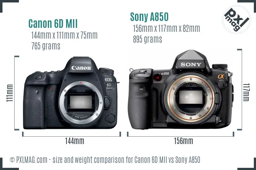 Canon 6D MII vs Sony A850 size comparison