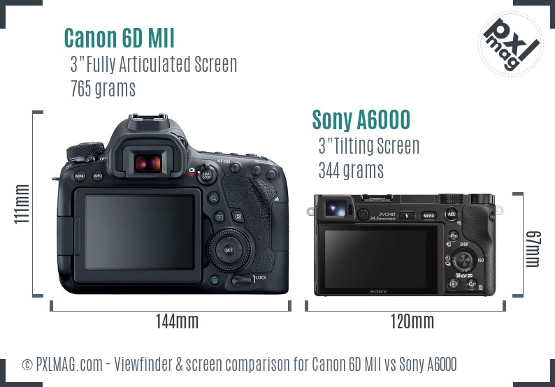 Canon 6D MII vs Sony A6000 Screen and Viewfinder comparison