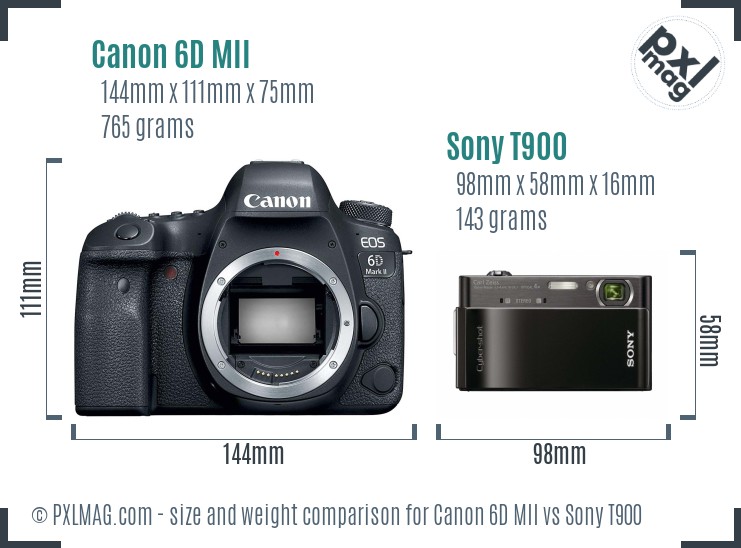 Canon 6D MII vs Sony T900 size comparison