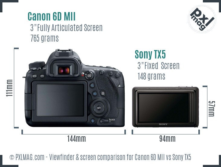 Canon 6D MII vs Sony TX5 Screen and Viewfinder comparison