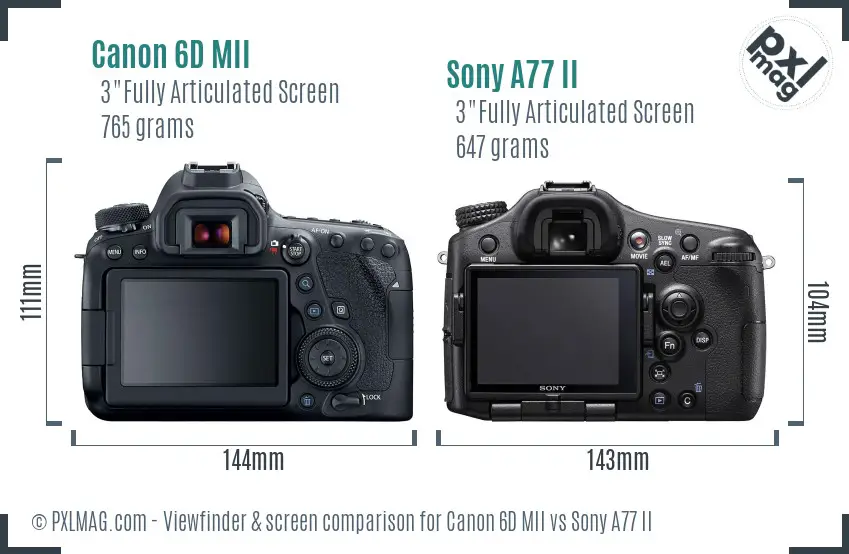 Canon 6D MII vs Sony A77 II Screen and Viewfinder comparison