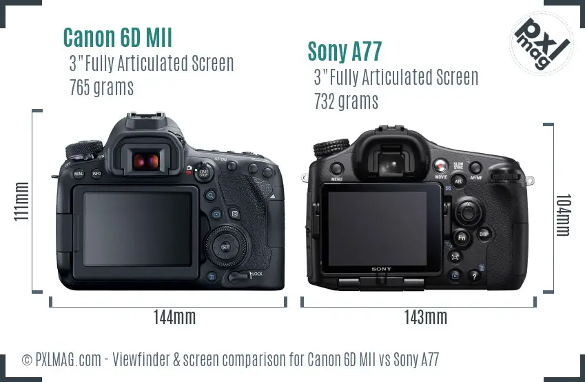 Canon 6D MII vs Sony A77 Screen and Viewfinder comparison