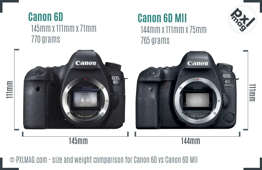 Canon 6D vs Canon 6D MII size comparison