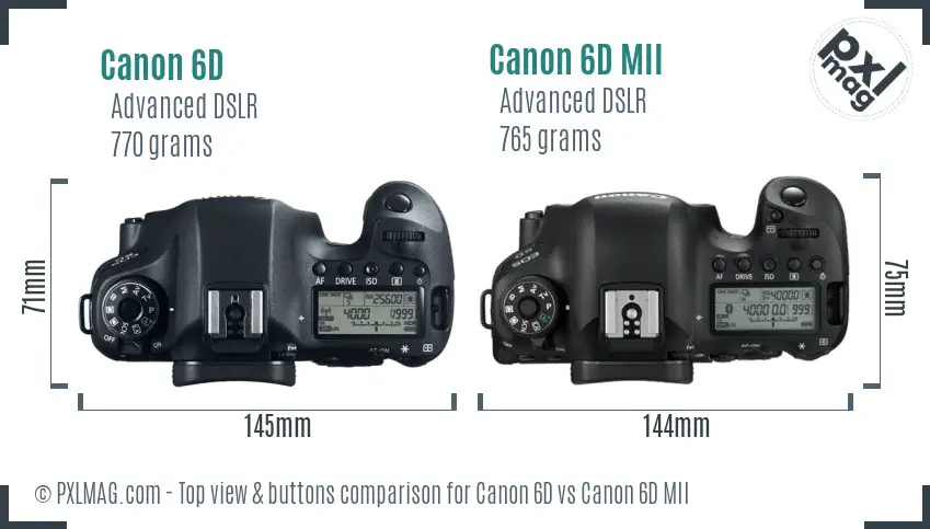 Canon 6D vs Canon 6D MII top view buttons comparison